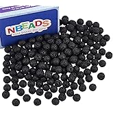 NBEADS 8mm Natural Black Lava Beads, Gemstone Round Chakra Beads, Diffuser Essential Oils Yoga Volcanic Rock Beads Loose Beads for Jewelry Making, About 150-160 Pcs
