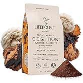 Lifeboost French Vanilla Cognition Mushroom Ground Coffee, Low Acid, 12oz | Organic, Lion's Mane &amp; Chaga, Nootropic, Energy, Focus &amp; Immune Support