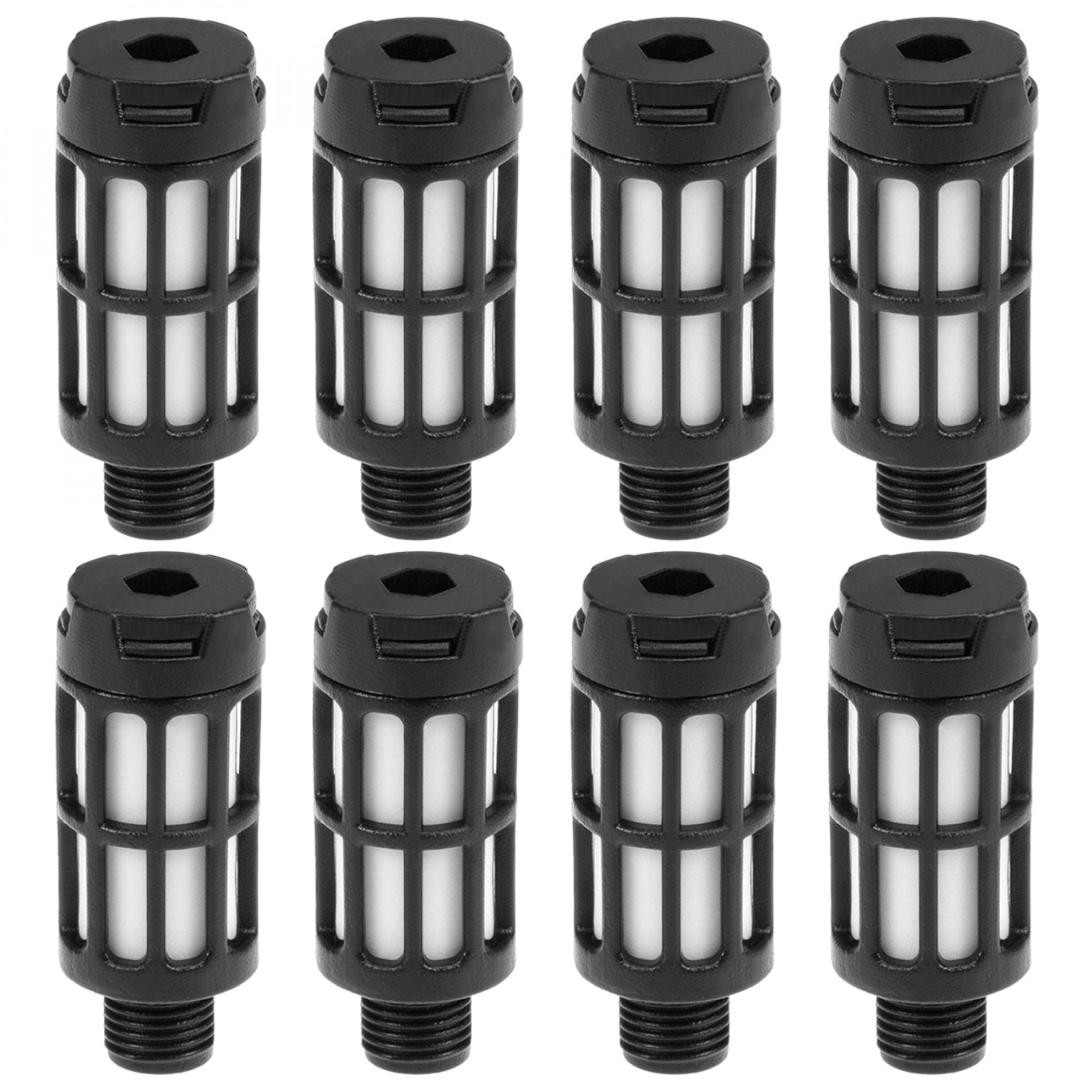 sourcingmap Plastic Pneumatic Muffler Exhaust Air Line Silencer 1/8 PT Black, 8pcs