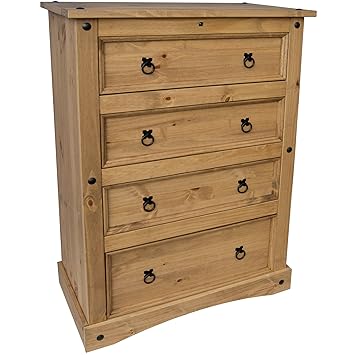 Corona Mexican Distressed Waxed Pine 4 Drawer Chest Amazon Co Uk