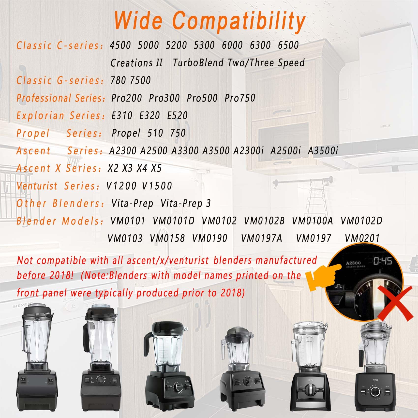 for Vitamix Blenders 64oz Stainless Steel Container, replace 5200 E310 Pro 750 A3500 X4 etc, compatible with Classic/Explorian/Professional/Ascent/Propel Series Pitcher Jar Cup