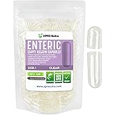 XPRS Nutra Size 1 Empty Capsules - 100 Count Clear Enteric Coated Empty Gelatin Capsules - Delayed Release Pills - DIY Capsule Filling - Pure Bovine Empty Enteric Gel Caps