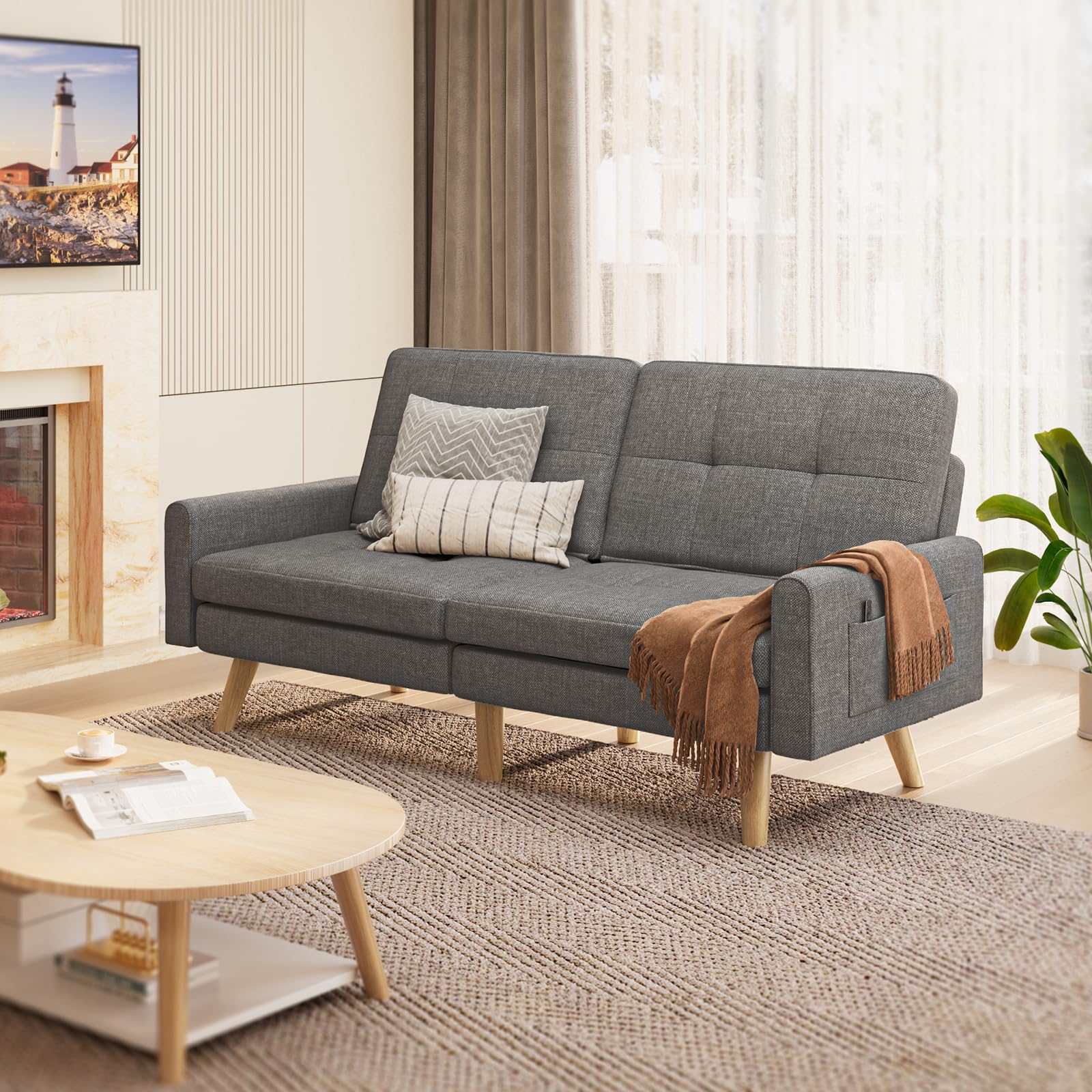 Gizoon Futon Sofa Bed, 70.9" Futon Couch with