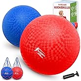 FATEUAER 8.5 Inch Kickball and Dodgeball 2 Pack - Official Playground Balls for Schools, Kids & Adults, Comes with Air Pump, Needle & Carry Bag, for Indoor Outdoor Sports Gift
