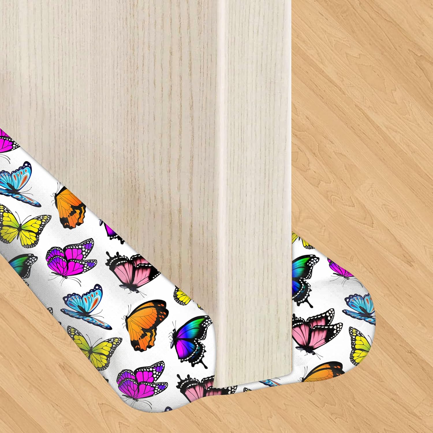 Draft Stoppers - Joismea Adjustable Double Sided Door Draft Stopper, Window Breeze Blocker Machine-Washable, Weather Stripping, Noise Reducer - Butterfly