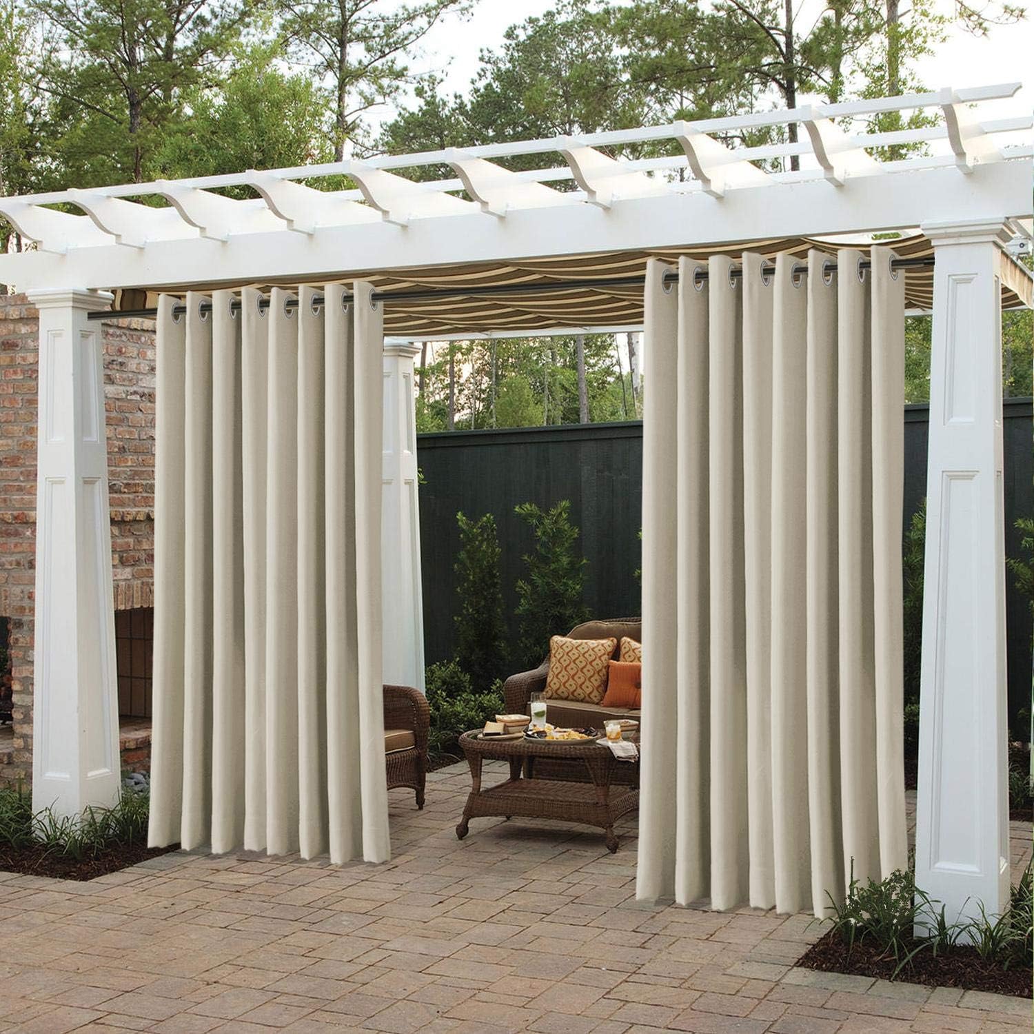 cololeafPorch Curtains Outdoor Waterproof Patio Garden Outdoor Curtain/Exterior Shades/Blinds- Grommet Light Blocking Curtain - Beige 84" Wx84 L Inch (1 Panel)