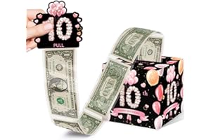 AZBUK 10th Birthday Surprise Gift, Happy Birthday Money Gift for Cash, 10th Birthday Gifts for Boys Girls, Birthday Party Decorations Supplies（with 35PCS Bags）