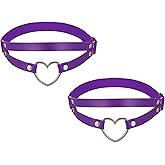 FM FM42 Multicolor PU Simulated Leather Women's Gothic Double Straps Heart O Ring Leg Thigh Elastic Garter Belt, One Pair