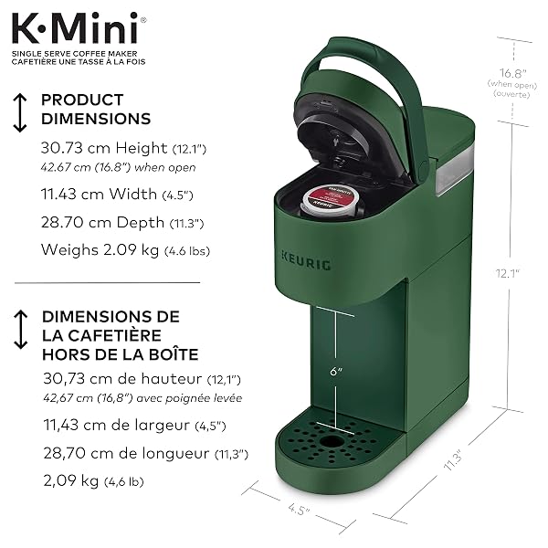 KEURIG K-MINI SINGLE SERVE K-CUP POD COFFEE MAKER, FEATURING AN ULTRA-SLEEK DESIGN, EVERGREEN