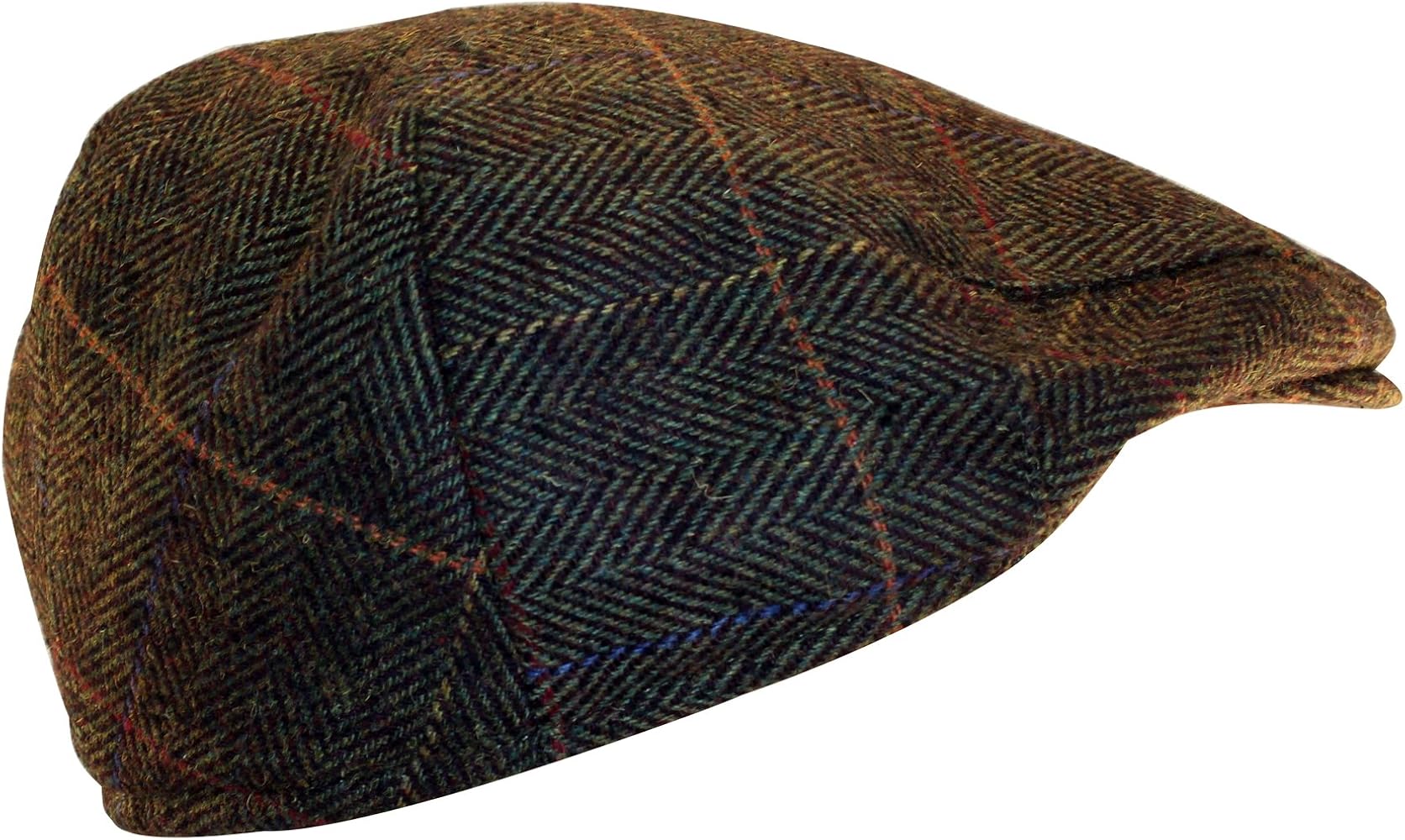 brown herringbone flat cap