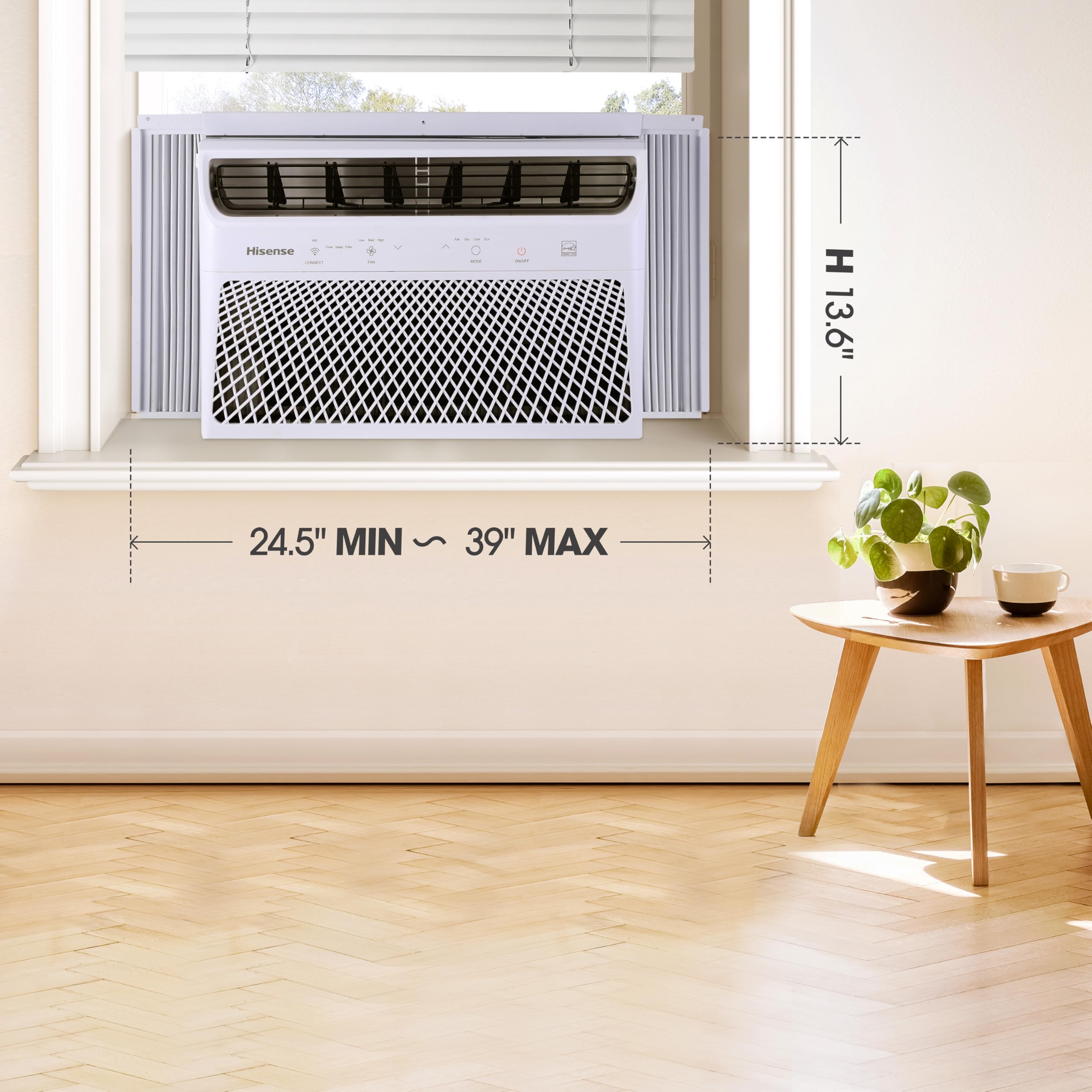 Hisense 8,000 BTU Smart Window Inverter Air Conditioner with Quiet, High Efficiency Operation and Wi-fi Control, 115V, Window AC Unit for Apartment, Bedroom, Medium Rooms up to 350 Sq. Ft. in White