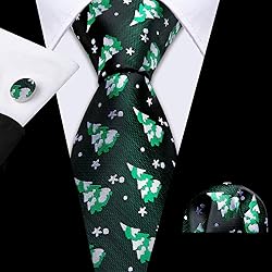 Barry.Wang Mens Christmas Tie Set Black Green White