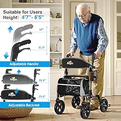 Walkers for Seniors, Rollator Walker with Seat, 350