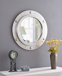 Kenroy Home Portside Wall Mirror, 24 Inch Diameter, Weathered Steel