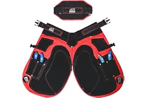 Equine Care Farrier Apron Chaps 2mm Cowhide Leather, 500 GSM Canvas, Air-Mesh, 25" Length, Adjustable Waist (28"-52"), Ergonomic Foam-Padded Thigh & Back Support, 4 Knife Pockets, 2 Nail Magnets.