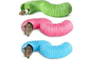 Guijinhao 3pcs Hamster Fun Tunnels, Pet Mouse Plastic Tube, Portable Small Animal Tunnel Collapsible Plastic Tunnel Training 
