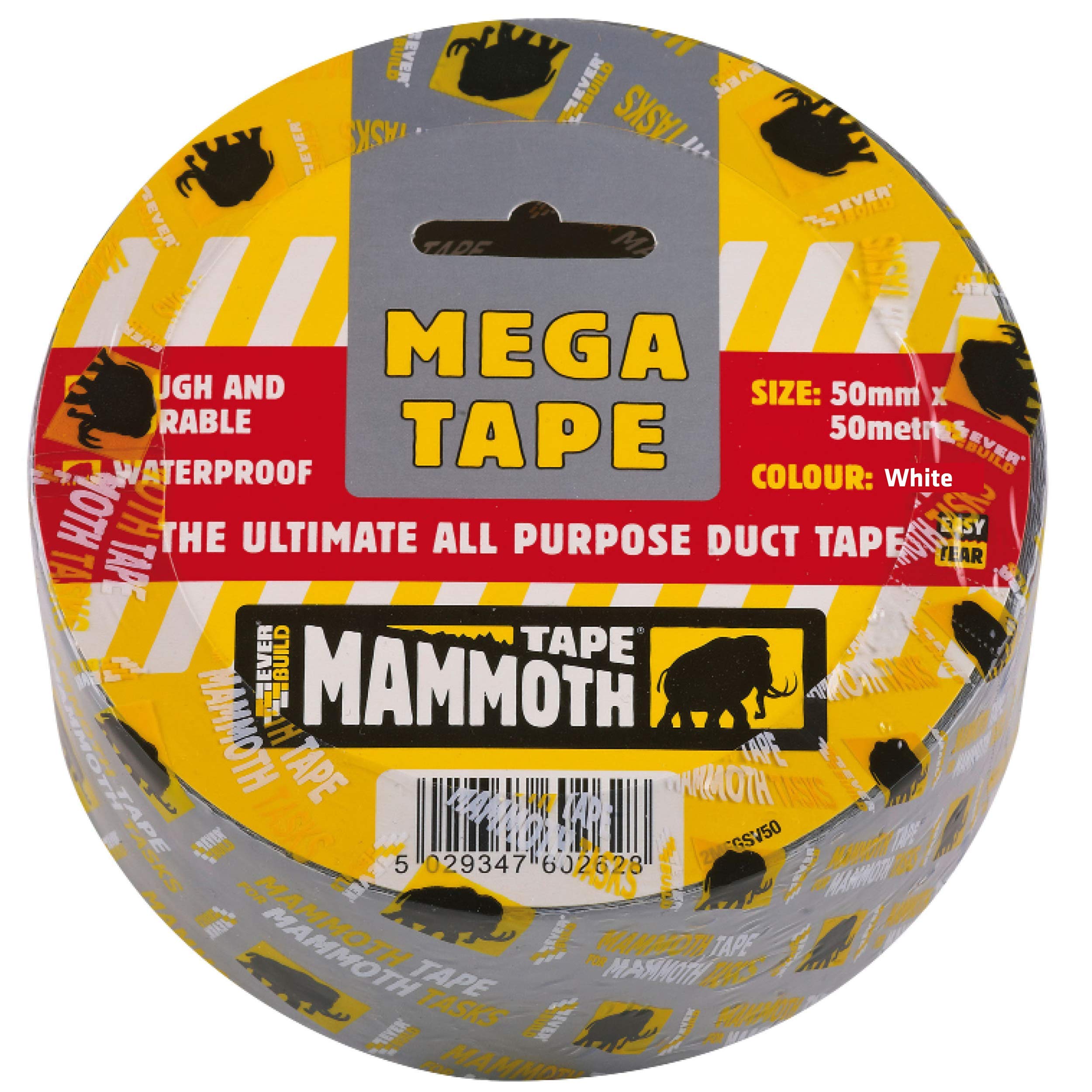 Everbuild – Mammoth – Mega All-Purpose Duct Tape – Waterproof – Easy-Tear – Interior And Exterior Use – White – 50mm x 50m