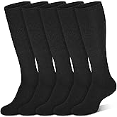 Warm Winter Knee High Socks for Women Thermal Cotton Boot Socks Black Long Thick Leg Warmers for Running Hiking Work