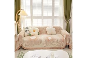 HANDONTIME Slip Covers for Sofas/Couches Orange Sofa Throw Cover Soft Chenille Sofa Bed Cover Lovetseat Cover Sofa Seat Covers Geometric Dog Couch Covers for Sectional Sofa l Shape, 71" X134"