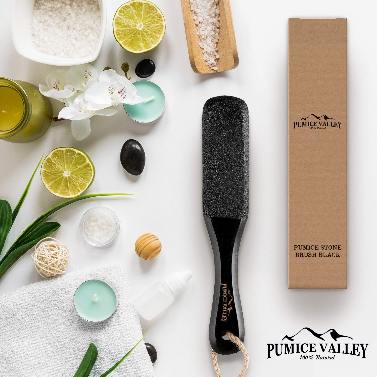 Pumice Stone Foot Scrubber - Pedicure Foot File with Handle for Dry Dead Skin - Callus Remover for Feet - Foot Scraper - Exfoliating Brush for Heels, Elbows, Hands : Beauty