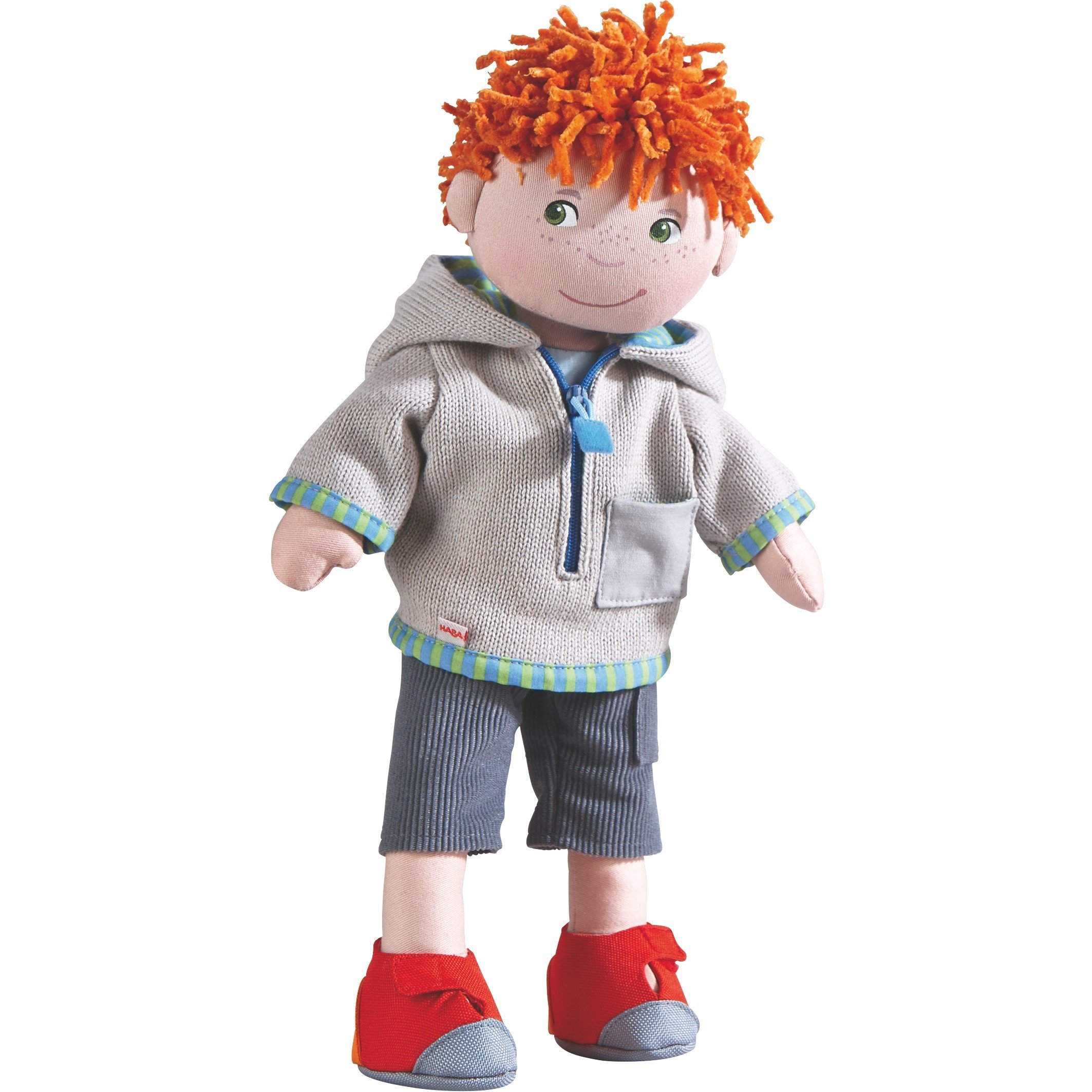 Haba Soft Boy Doll Fabian 13 5 With Red Hair Green Eyes And