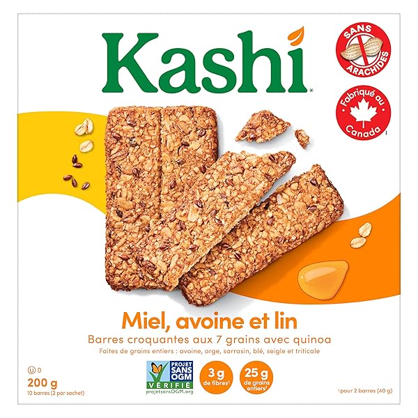 KASHI, 7 GRAIN, HONEY OAT FLAX WITH QUINOA, 10 BARS, 200G/7.1OZ, CANADIAN}