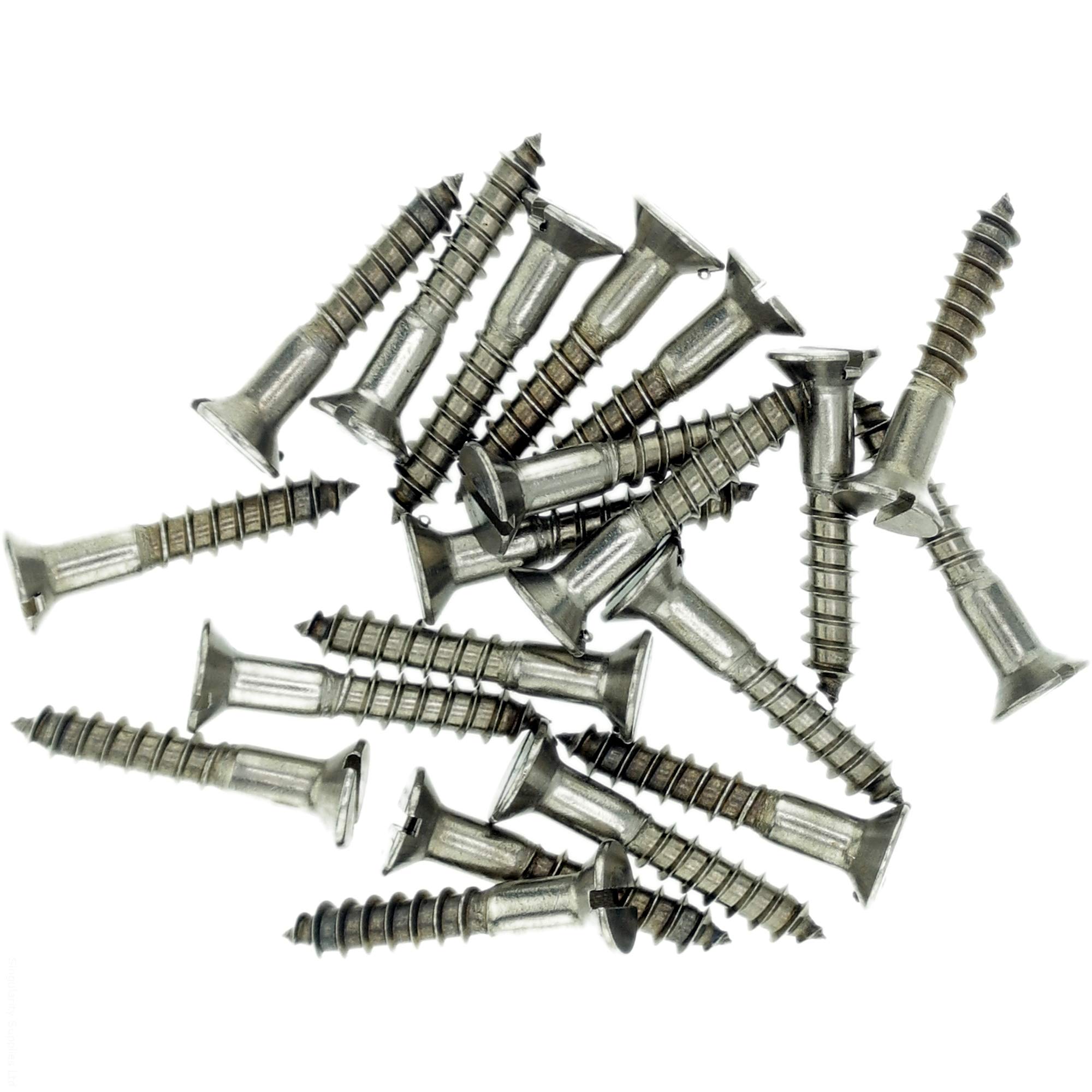 No.4 x 0.4 (3.0mm x 10mm) Slot Countersunk Wood Screw - Stainless Steel (A2) (Pack of 20)