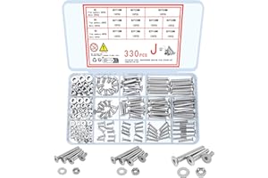 WUGONGSHAN 330 Pcs Countersunk Head Hexagon Socket Screws Bolts and Nuts and Washers Assortment Kit, M3 M4 M5 Metric Stainless Steel Bolts and Machine Screws and Nuts and Washers Set for Home Industrial