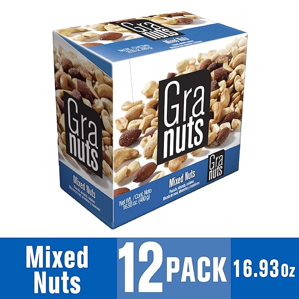 GRANUTS MIXED NUTS | ALMONDS, PEANUTS & CASHEWS | CRUNCHY + SOFT TEXTURES | ON-THE-GO SNACK | 1.41 OZ (12 INNER PACKS)