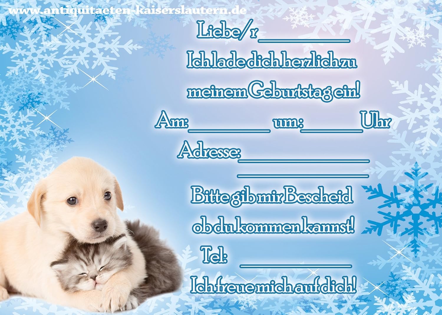 10 Biglietti D Invito Compleanno Per Bambini Cani Gatti