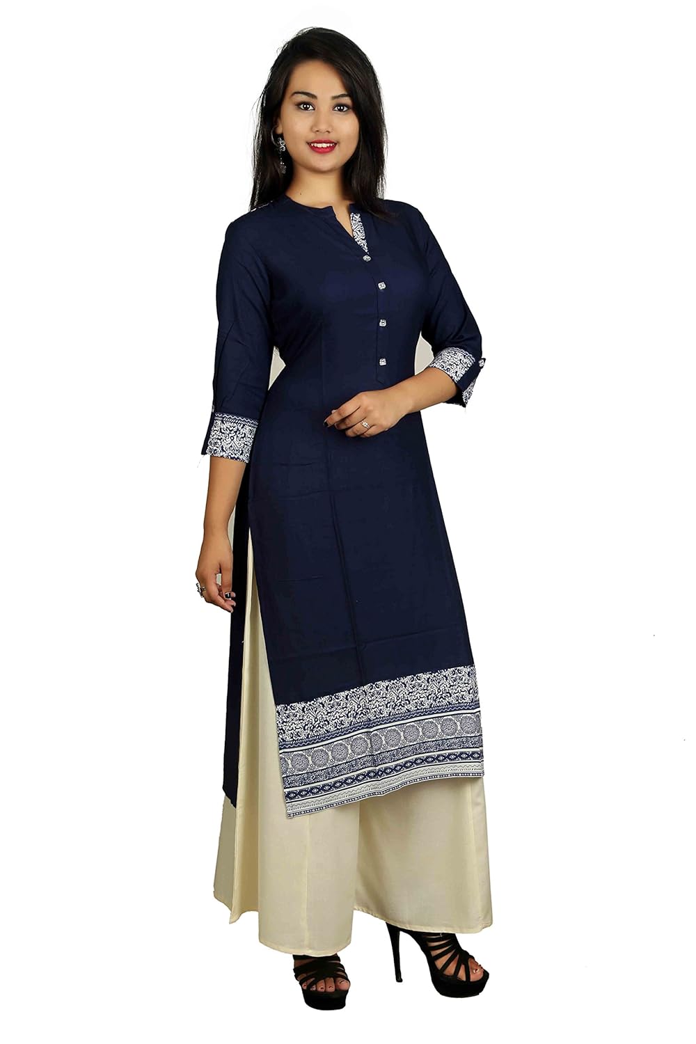 v brown rayon printed kurti for office & daily wear