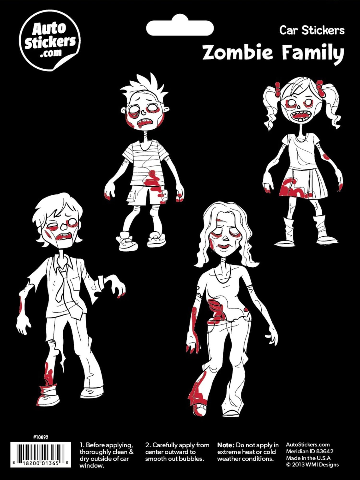 Zombie Family Vinyl Car Stickers 4 Decals