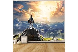 kampdream Anime Video Game Tapestry, Sky and Mountain Landscape Tapestries for Boys Man Bedroom Living Room 36×48 inch
