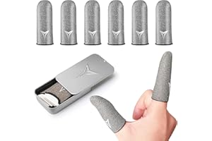 NUOZME 2025 Upgrade: Longer Size for 5 Fingers, No More Slipping,Professional Pure Silver Fiber Finger Sleeves for Mobile Gaming– Maximum Touch Sensitivity, Anti-Sweat,6 Pack (M)