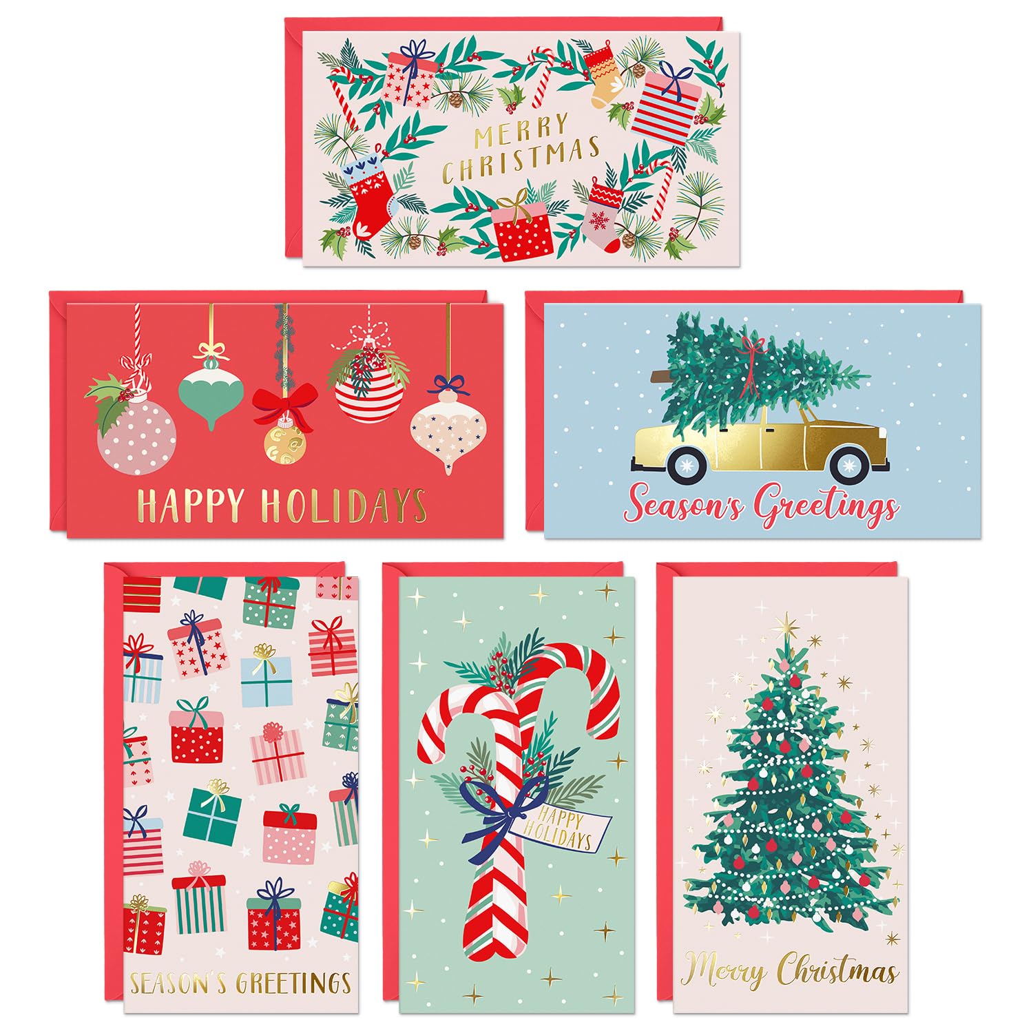 Sweetzer & Orange Christmas Money Cards with Envelopes for Teens and Adults. 24 Christmas Decor Sheets- 300gsm Greeting Cards With (120gsm) Envelopes, Xmas Gift Card Holder.