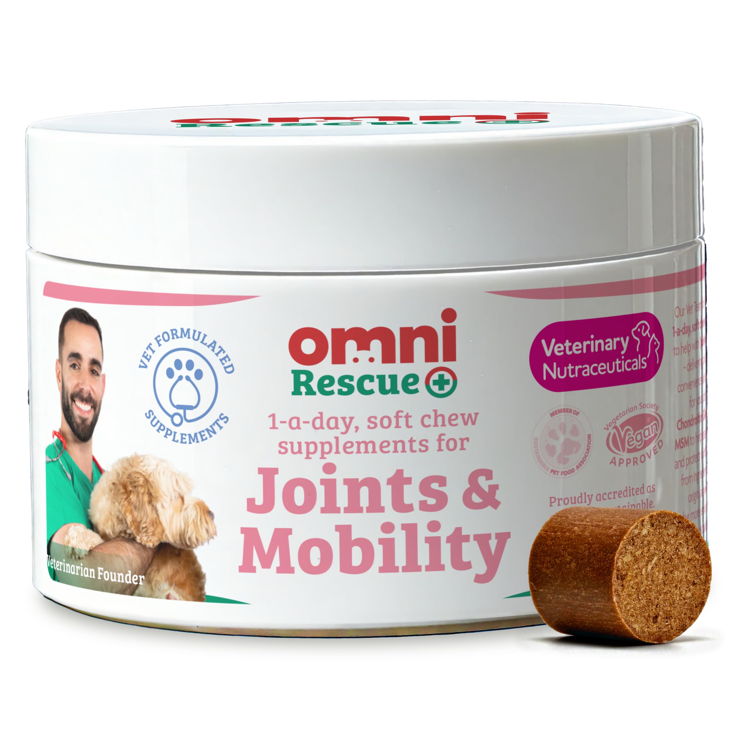 Omni Joint Supplements for Dogs - Dragons’ Den Winners, One-a-Day Dog Chew for Joints and Mobility - Hyaluronic Acid, Glucosamine and Chondroitin, Omega 3 Vitamin C, 30 Servings, Medium 15-30 Kg