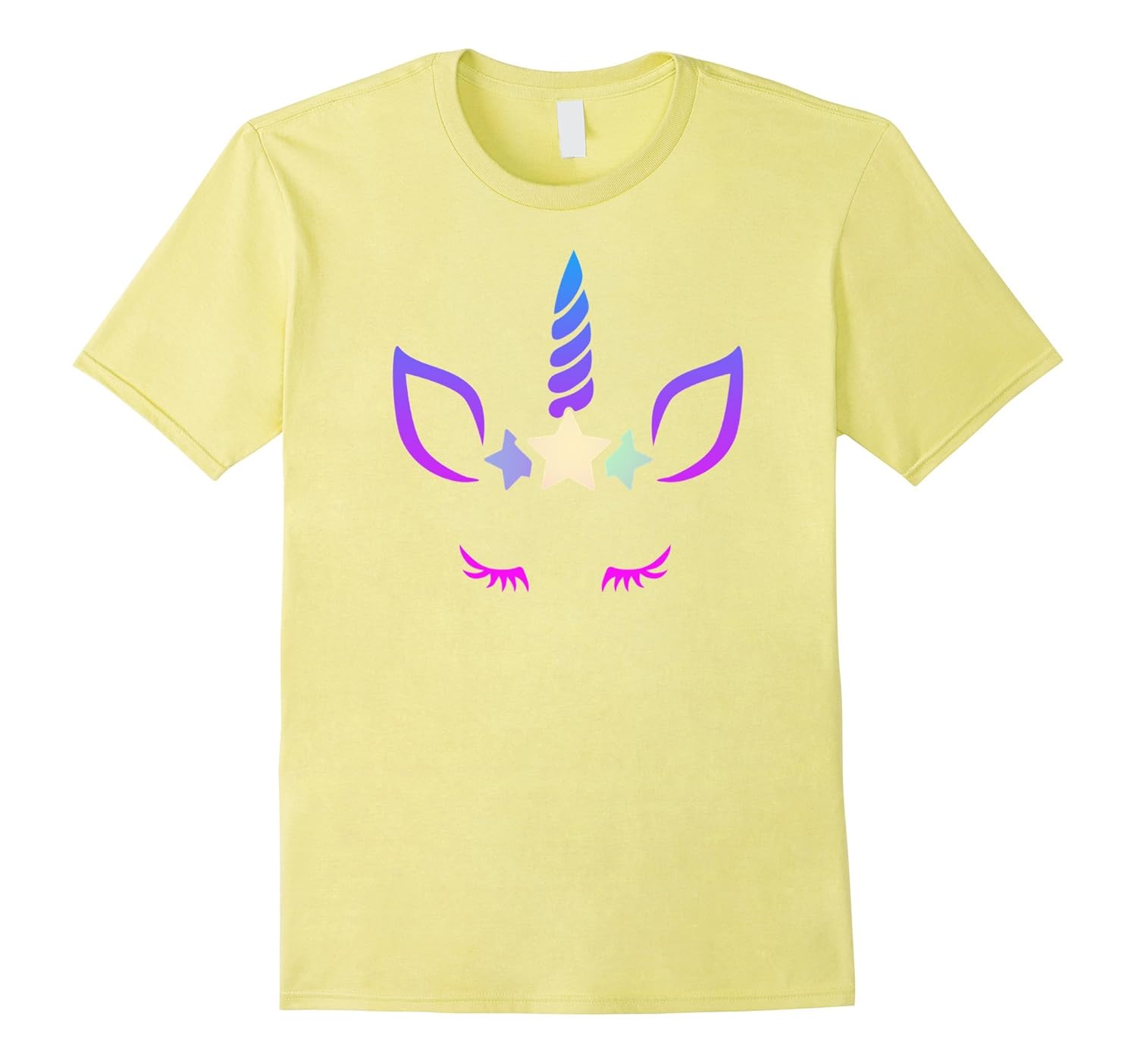 Unicorn Face T-Shirt with Eyelashes-Rose