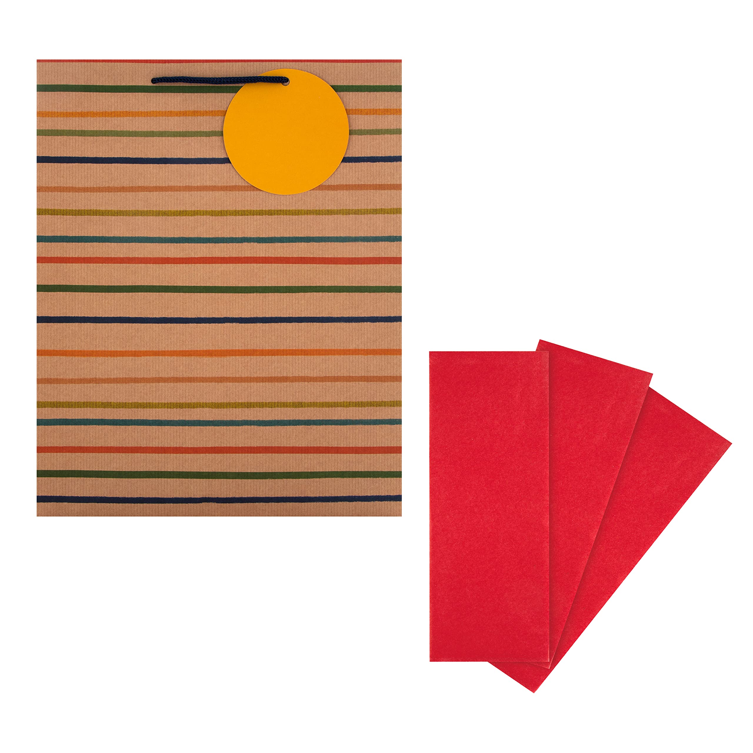 Hallmark Multi Occasion Large Bag and Tissue Bundle - 3 Red Tissue Paper Sheets and 1 Large Bag in Contemporary Colourful Designs