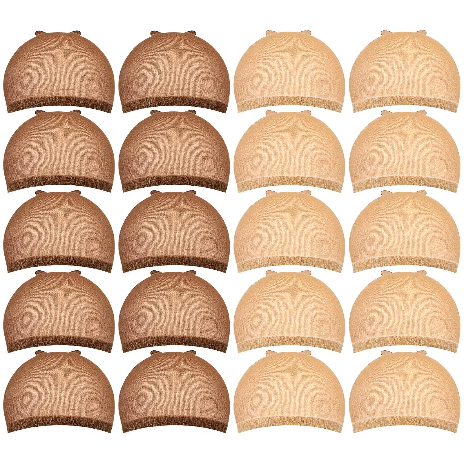 Wig Cap, MORGLES 10pcs Light Brown & 10pcs Dark Brown Stretchy Stocking Wig Caps for Women Men