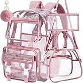 KLFVB Clear Backpack, Heavy Duty Transparent Bookbag, See Through Sequin Backpacks