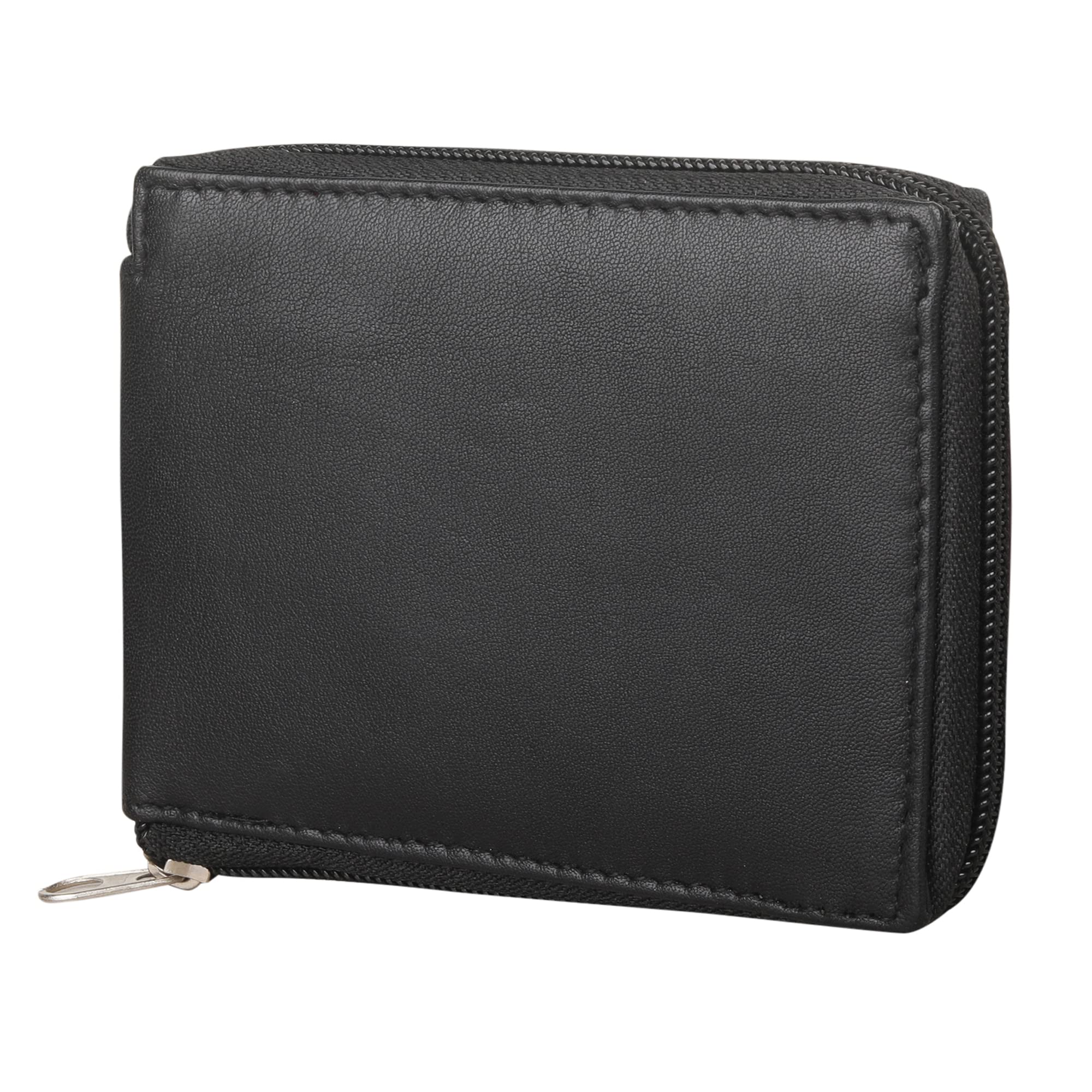 RAS 1184 Men's Leather Wallet with Full Zip Black 11.5 cm x 9.5 cm