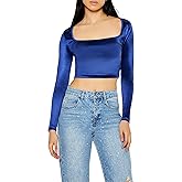 Forever 21 Womens Satin Square-Cut Crop Top