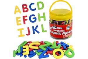 READY 2 LEARN Magnetic Alphabet - Uppercase - 52 Letters - Kids Foam Letter Magnets for the Classroom, Refrigerator or White Board - Large Magnets for Better Attraction