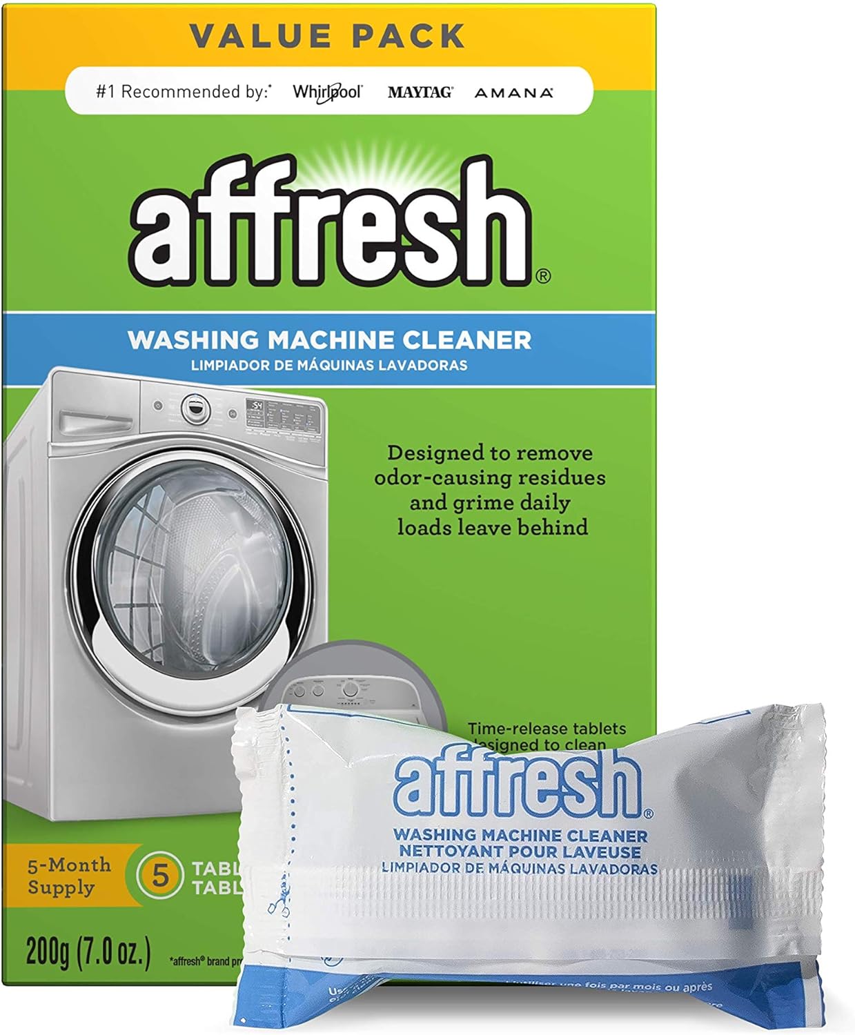 Affresh W10549846 Washing Machine Cleaner | Cleans Front Top Load Washers, Including HE, 5 Tablets: Home Improvement