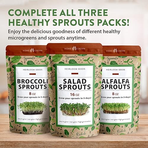 HOME GROWN Microgreens Sprouts Salad Seeds Mix – 16oz Resealable