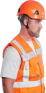 Portwest PS53 Safety Hard Hat Orange 6-Point Harness Unvented ABS Shell view 6