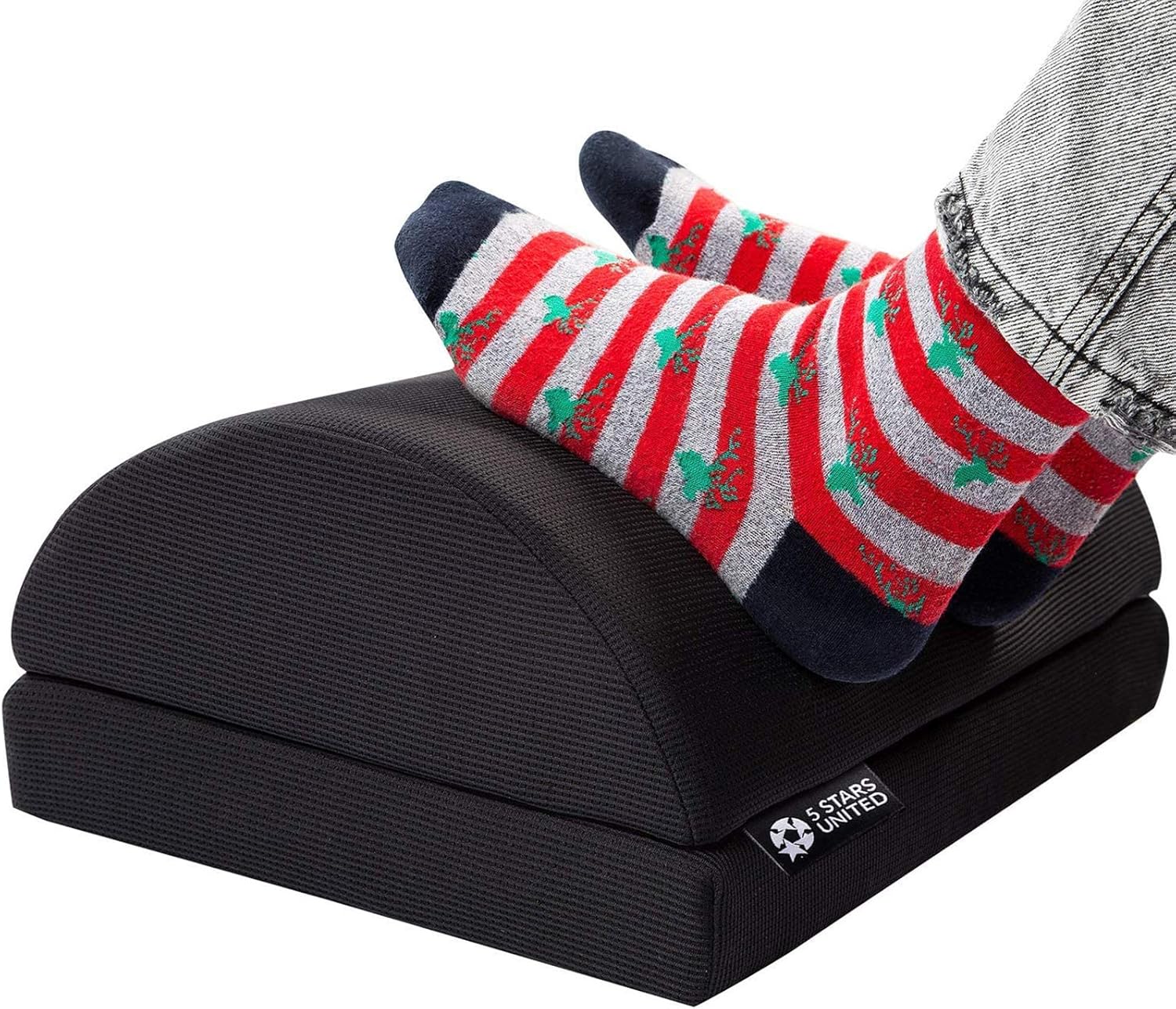 Foot Rest Under Desk Cushion - Adjustable Height 6" - Ergonomic Half-Cylinder Pad for Extra Leg Support - Breathable Mesh Cover - Non-Slip Bottom - Foot Stool for Home and Office