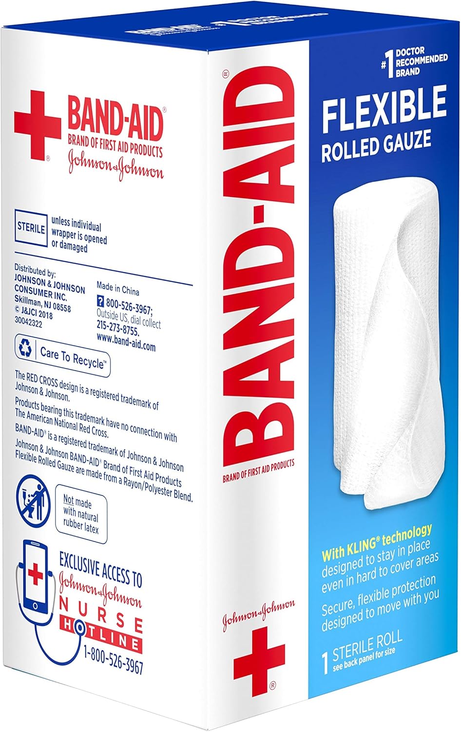 Bandaid First Aid 3 in X 2.5 yds Rolled Gauze 1 ct: Health & Personal Care