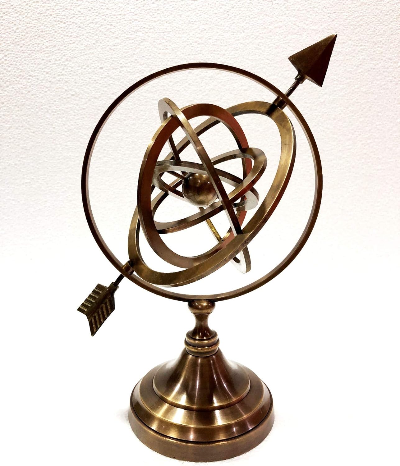 Handmade Solid Chrome Sphere World Globe Armillary With Brown Base Nautical Gift Handmade Solid Chrome Sphere World Globe Armillary With Brown Base Nautical Gift