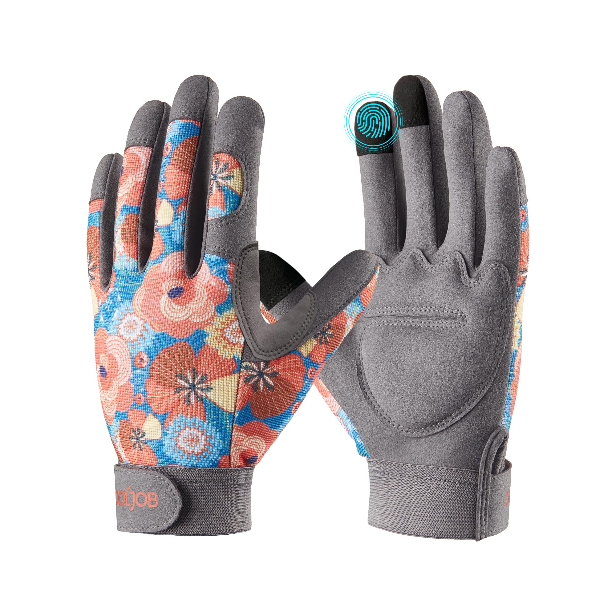 COOLJOB Gardening Gloves for Women, Thorn Resistant Garden, Ladies Gardening Gloves with Adjustable Wrist Straps, Synthetic Leather Gauntlets for Pruning, Orange (1 Pair, M)